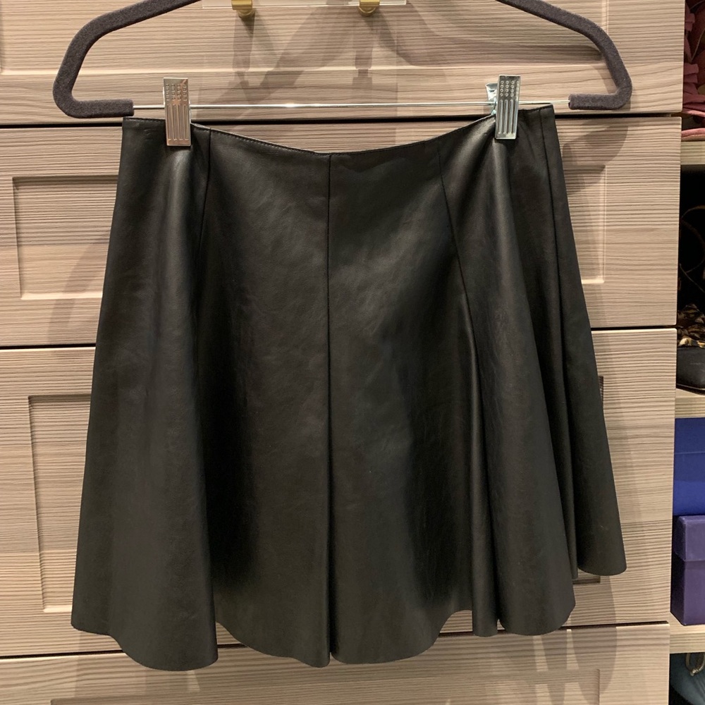 Aqua vegan leather a-line mini skirt